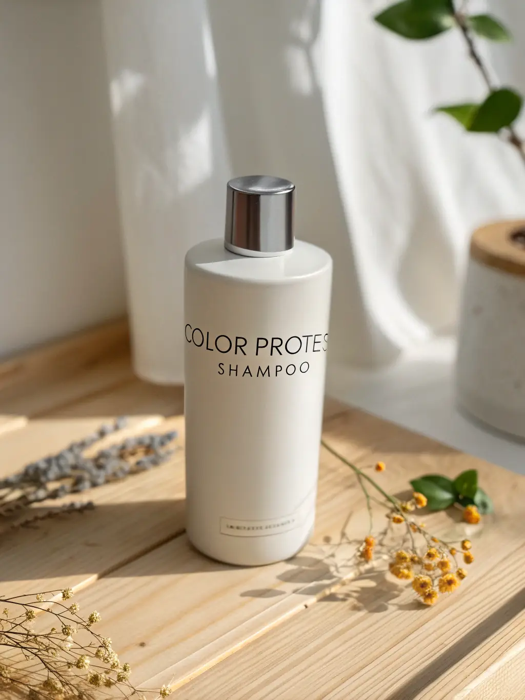 A bottle of Moroccanoil shampoo with argan oil, emphasizing its moisturizing properties and the shine it imparts to hair.